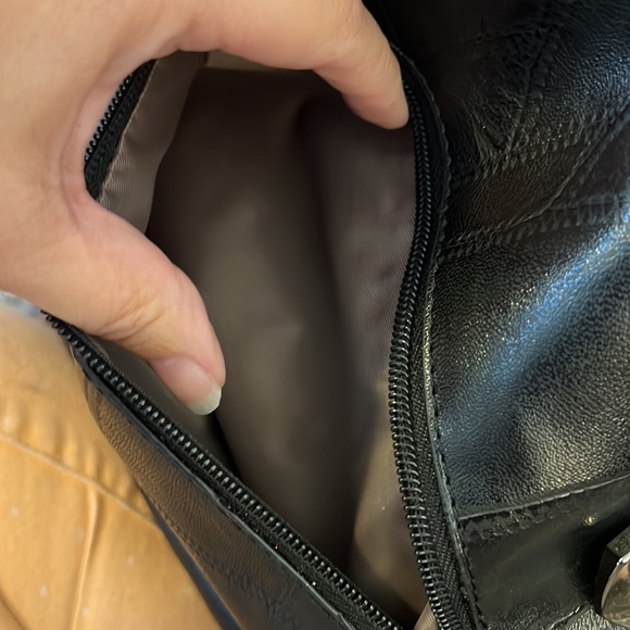 💗👛DESIGNER HANDBAG PURSE👛💗BAG BIG HUGE LARGE NWOT BLACK LEATHER👀LOOK - Picture 8 of 14